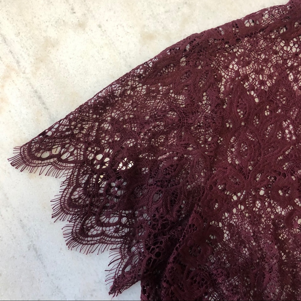 Lace Crop Shirt Maroon Colour Forever 21 - Picture 5 of 10